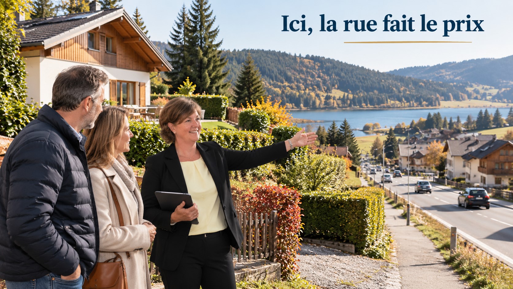Ici, la rue fait le prix : deux maisons jurassiennes près du lac des Rousses, l'une au calme, l'autre sur un axe passant